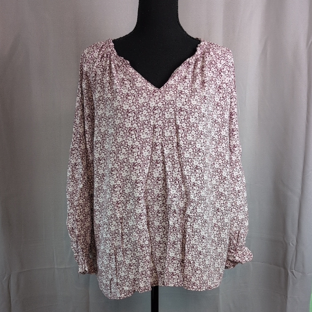 C&C California Women's Floral Blouse - Burgundy and White‎